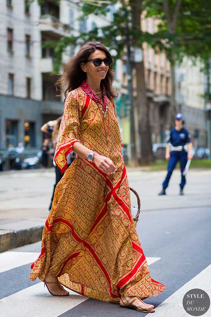 Viviane Volpicella wearing caftan